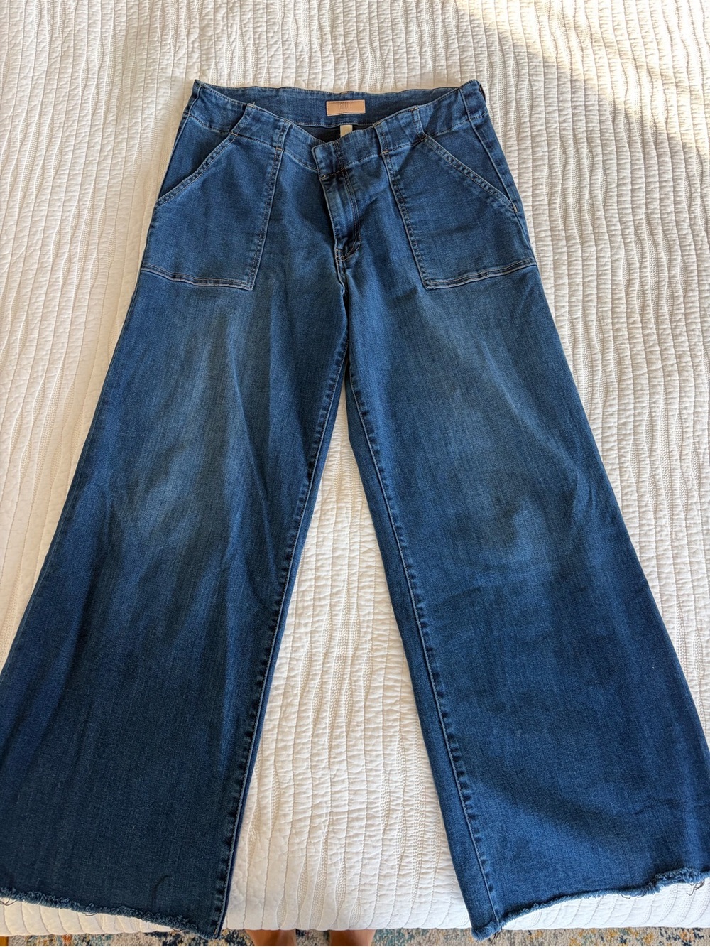 Kut from the Kloth Women’s Wide Leg Cropped Jeans — Dark Blue Denim